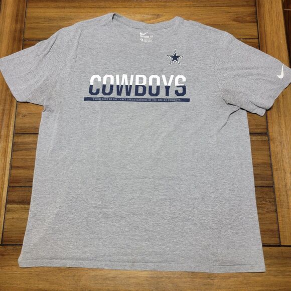 Nike Tee SS Grey Unisex Tee "Dallas Cowboys: Engineered To The Exact..."-Size XL - Picture 1 of 5